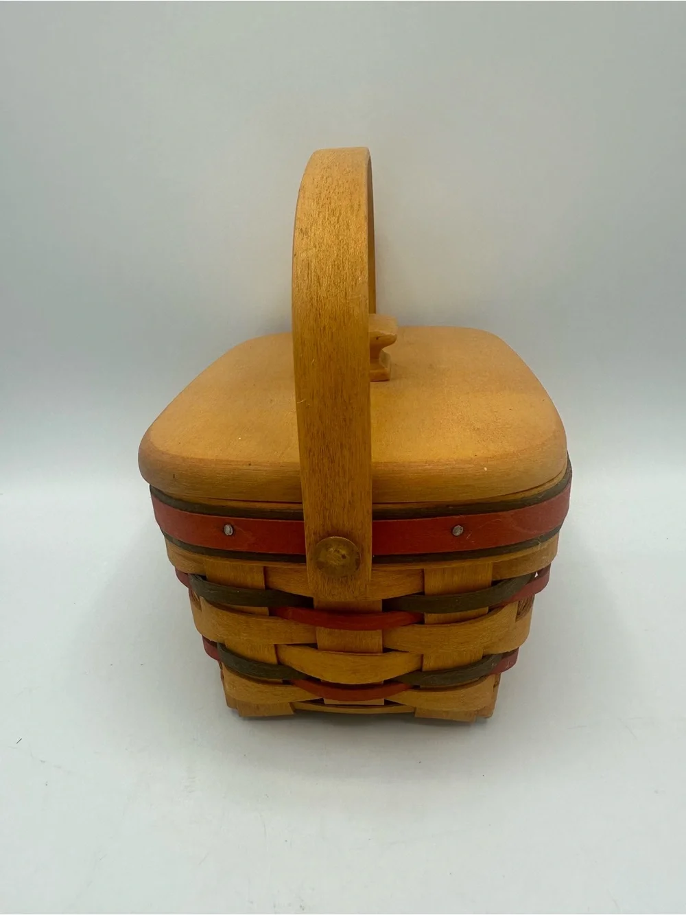 Longaberger 1997 All American Patriot Basket Combo Handle Lid Plastic Liner
